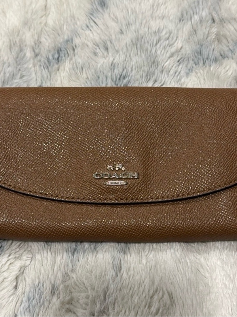 Coach Brown Saffiano Leather Continental Wallet